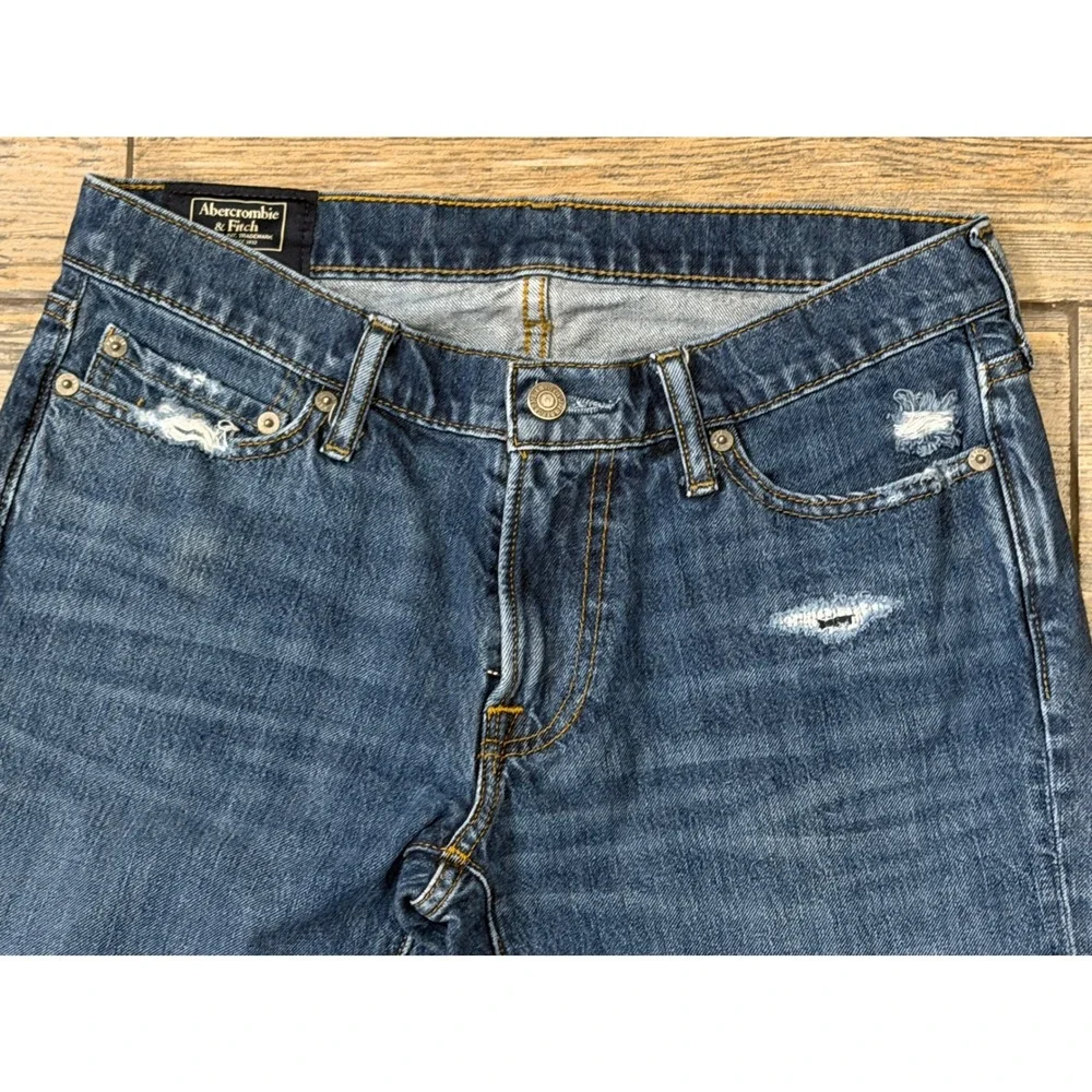 Abercrombie & Fitch Langdon Slim Stretch Distressed Blue Jeans Mens 30x32 Grunge